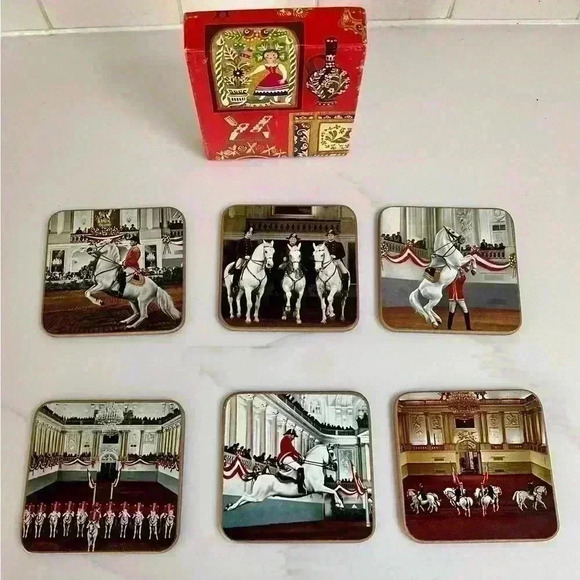 Hofreitschule wien 6 Equestrian Quadrille Coasters make in Austria Vinta… - Picture 6 of 11